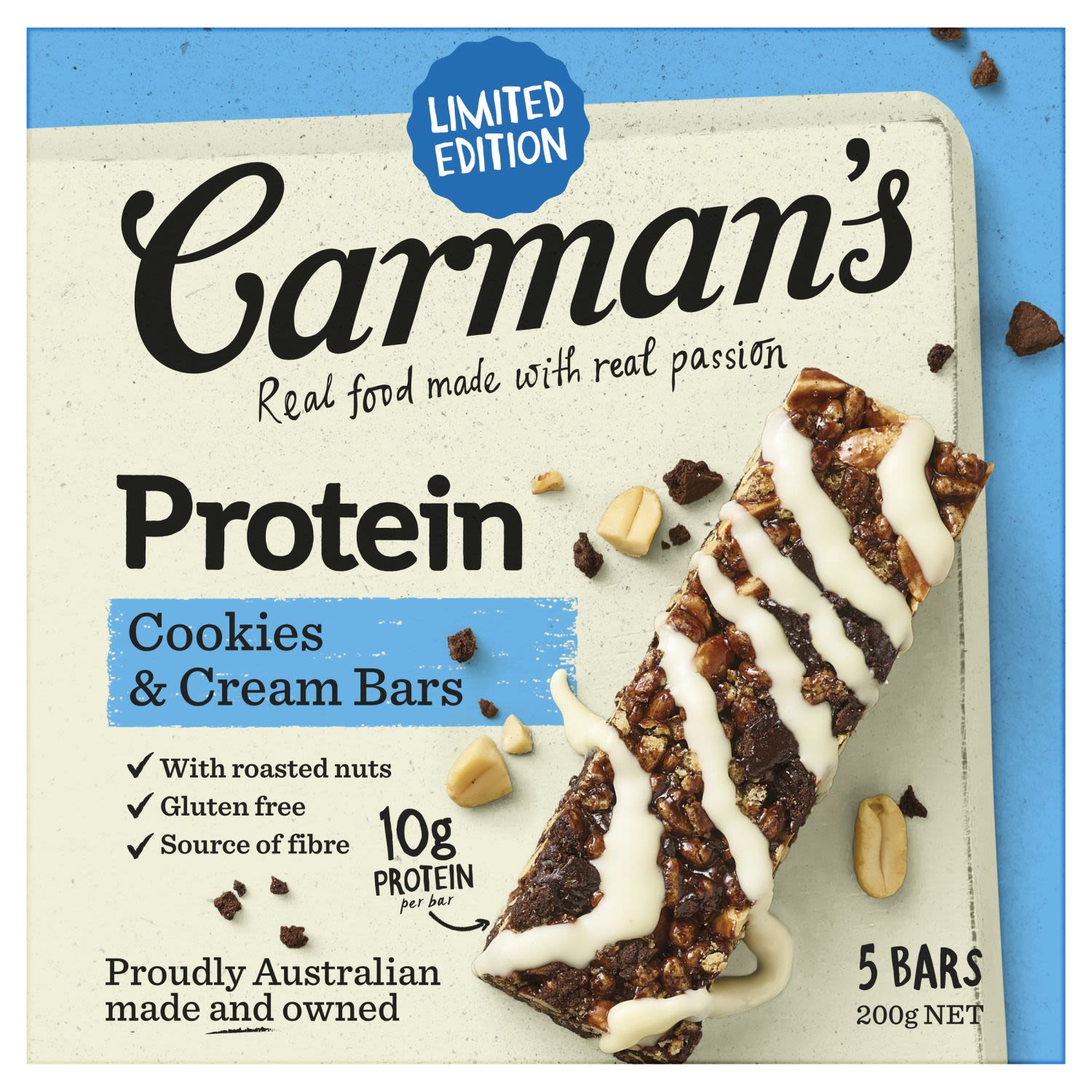 Carman's Protein Cookies & Cream Bars Limited Edition, 5 Each